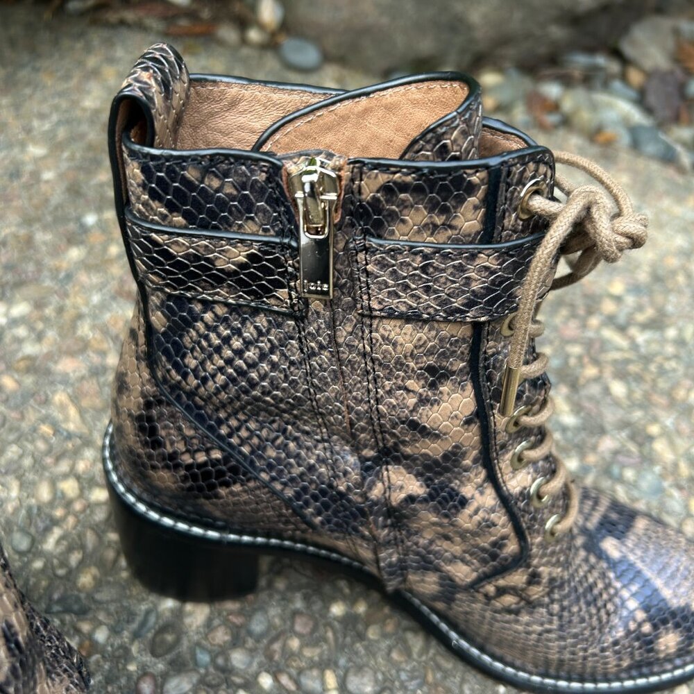 Joie Ragster Python Snakeskin Print Combat Boots … - image 8